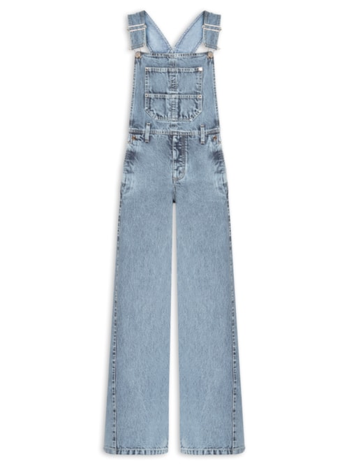 Macacão Feminino Jeans Perna Reta - Azul