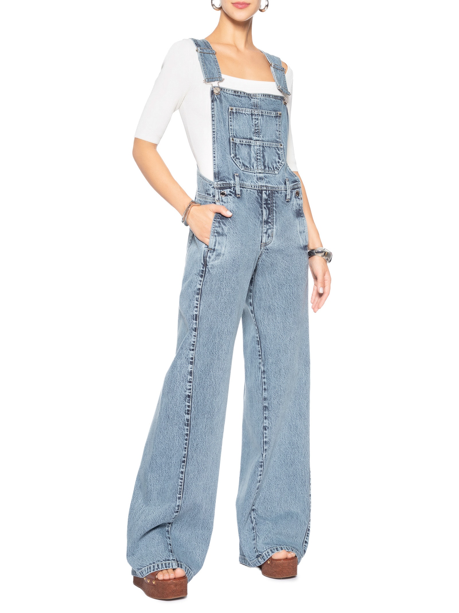 Macacão Feminino Jeans Perna Reta Azul Animale