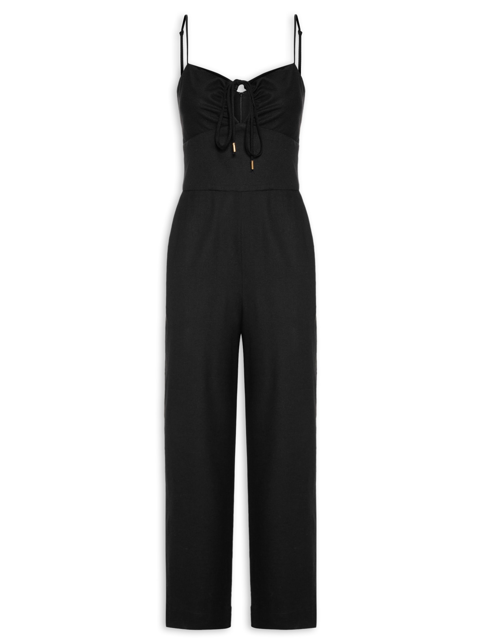 Macacão Feminino Linho Busto Vazado Preto Dress To