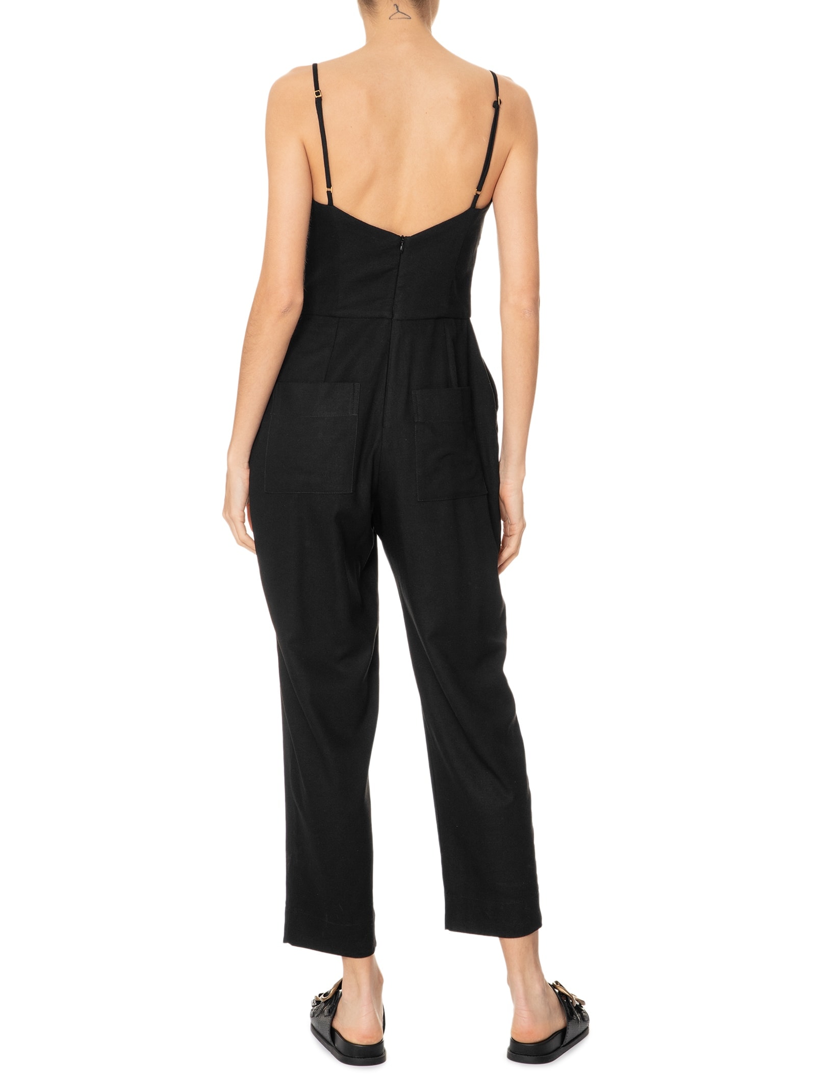 Macacão Feminino Linho Busto Vazado Preto Dress To