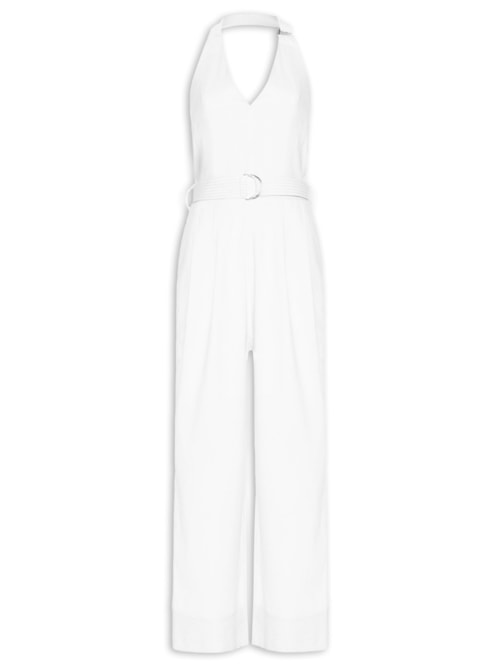 Macacão Feminino Linho Com Cinto – Branco