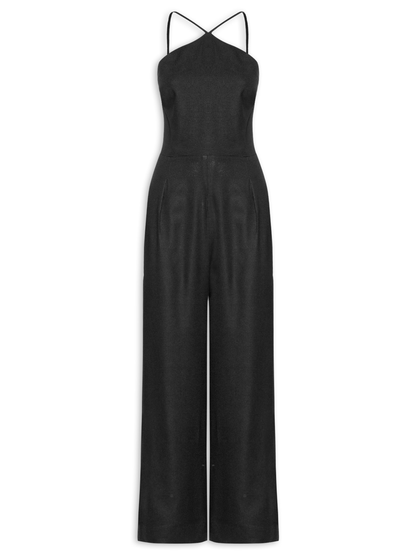 Macacão Feminino Linho Diferenciado Preto Dress To