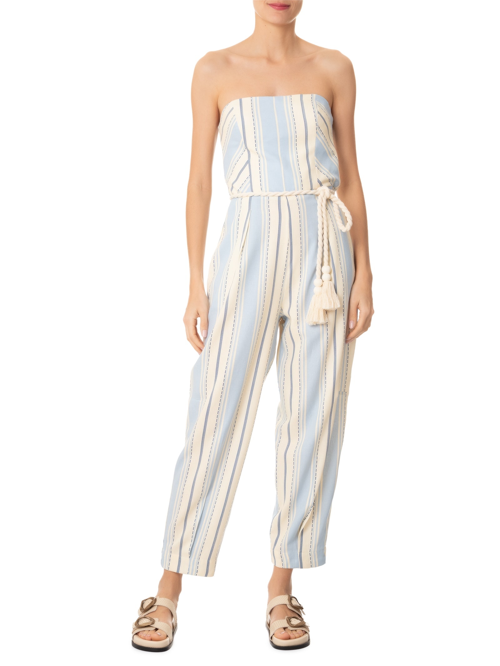 Macacão Feminino Linho Estampa Descanso Azul Dress To