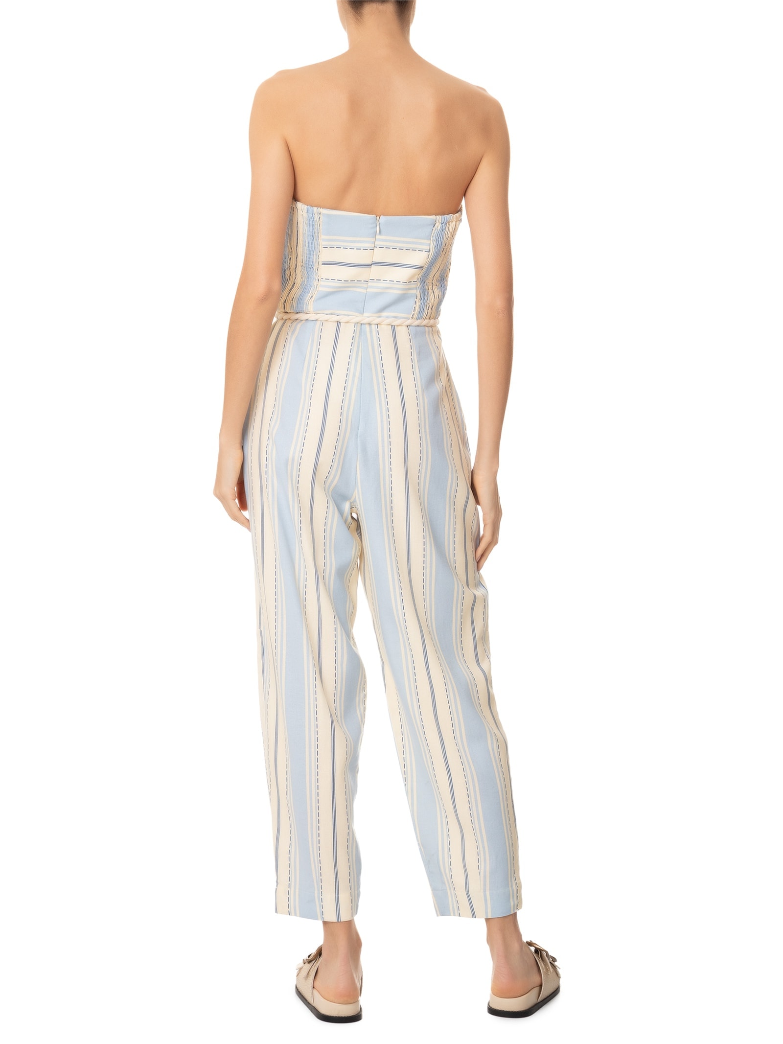 Macacão Feminino Linho Estampa Descanso Azul Dress To