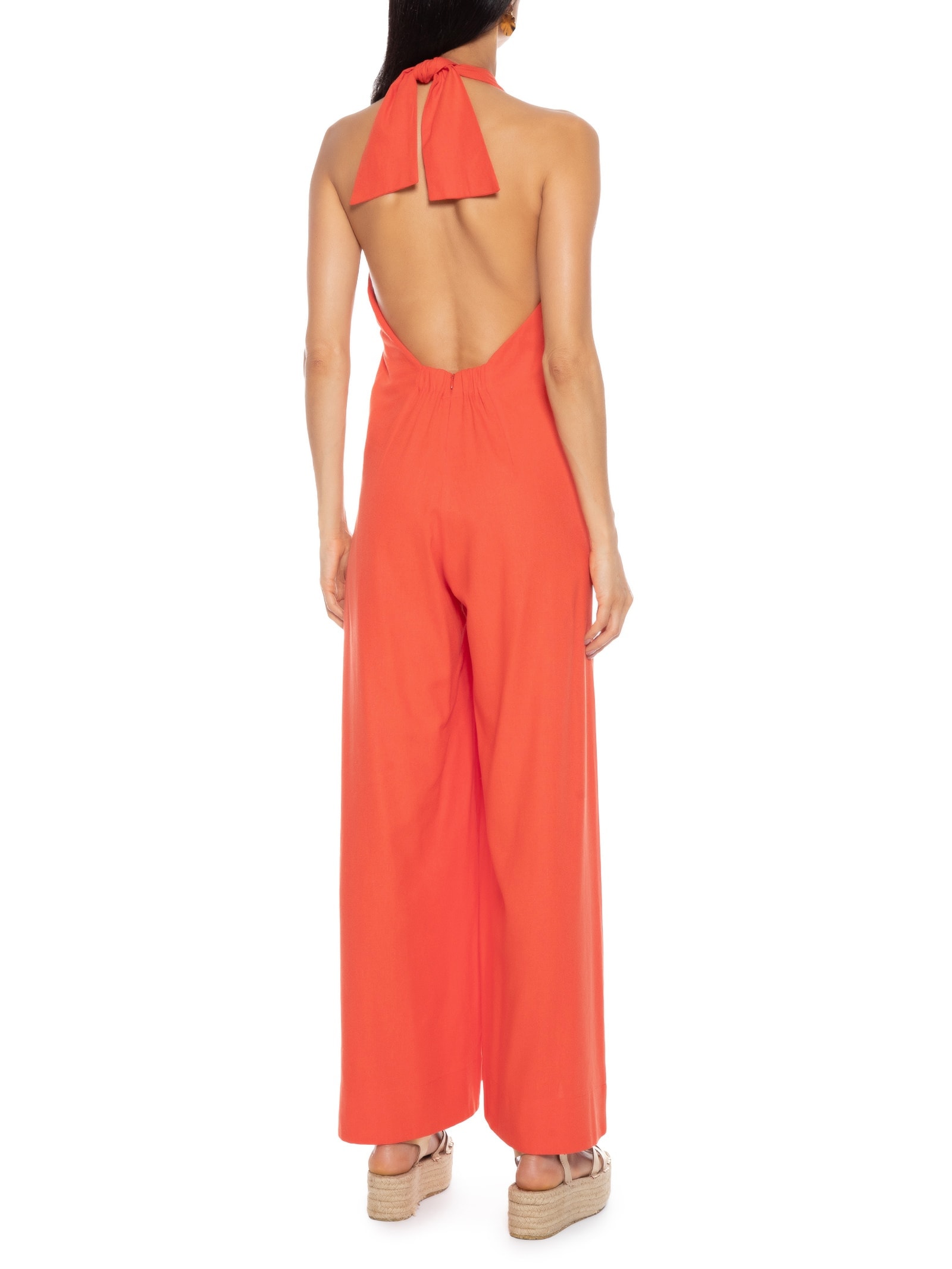 Macacão Feminino Linho Transpasse Vermelho Dress To