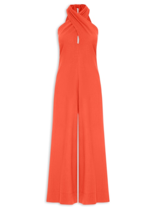 Macacão Feminino Linho Transpasse - Vermelho