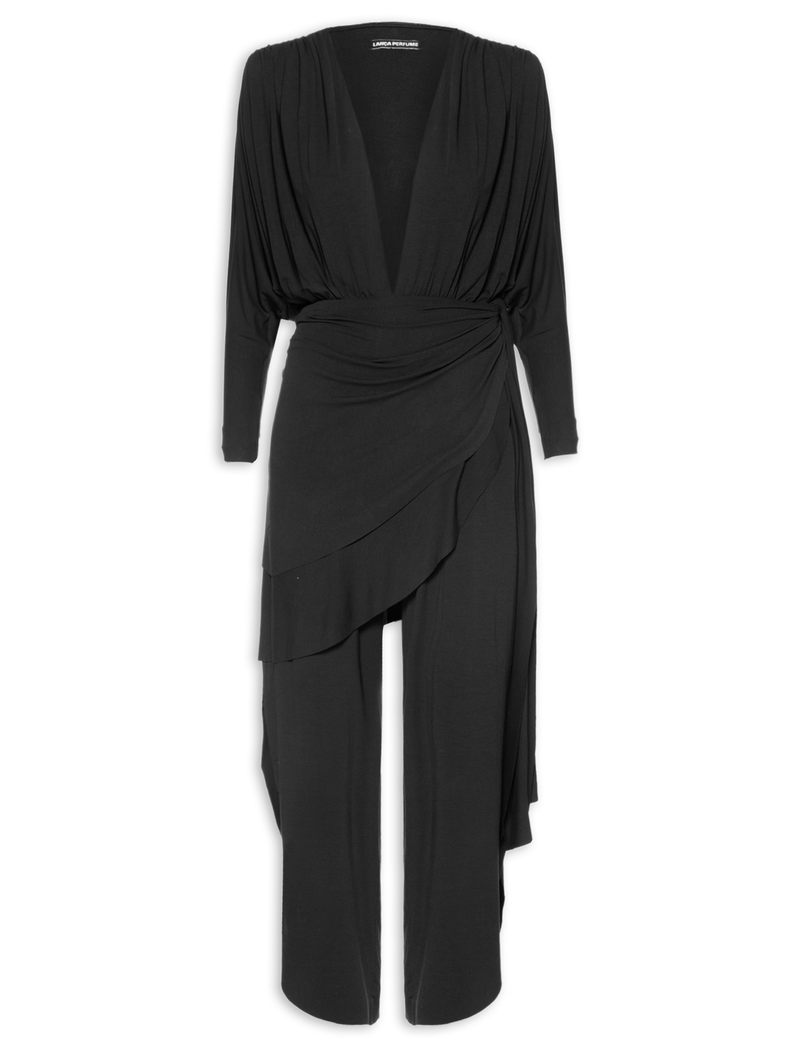 Macacão Feminino Longo Com Lenço Preto Lança Perfume