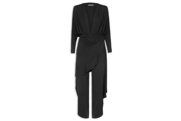 Macacão Feminino Longo Com Lenço - Preto