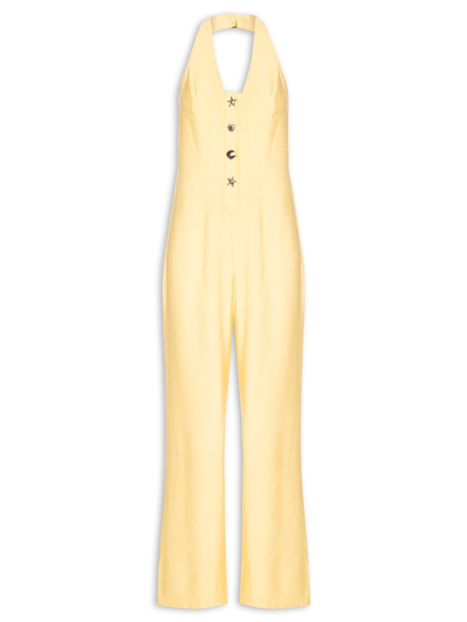 Macacão Feminino Longo Frente Única Amarelo My Favorite