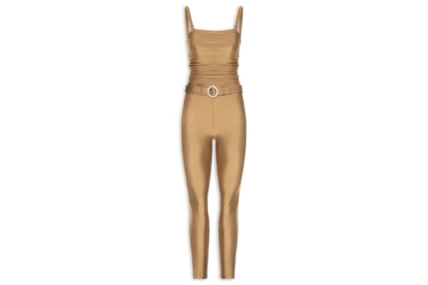 Macacão Feminino Lycra Bardot Brûlée - Dourado
