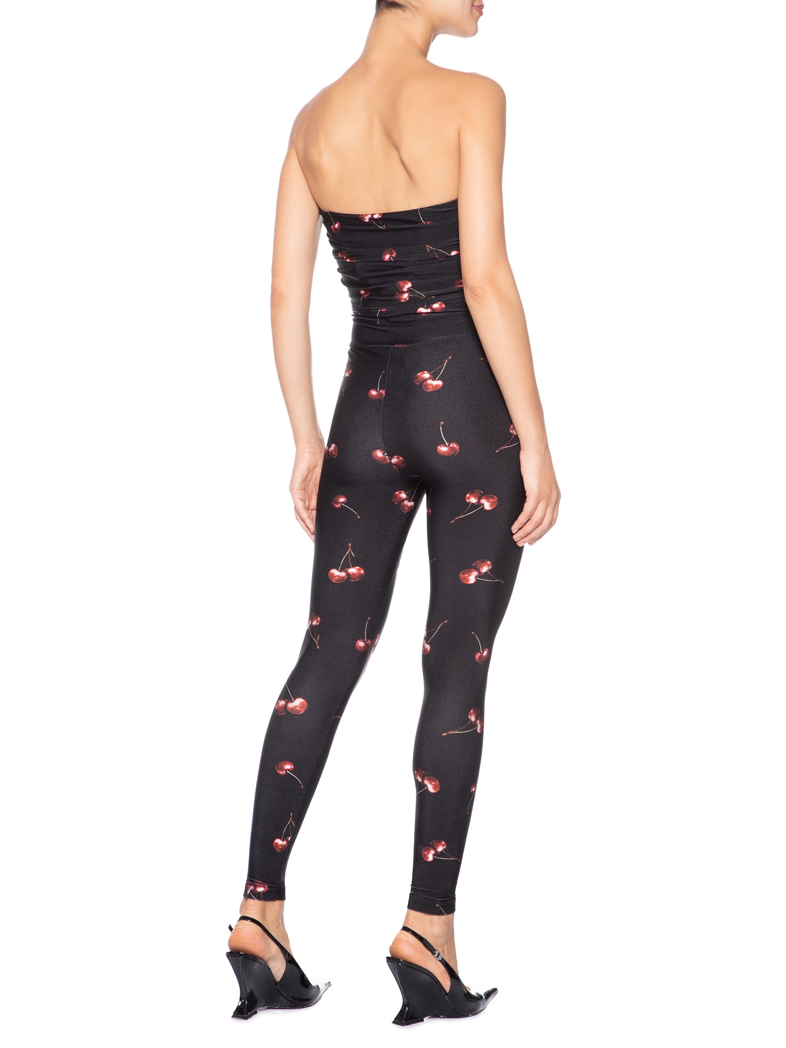 Macacão Feminino Lycra Estampado Bardot Cherry Preto Forlegs