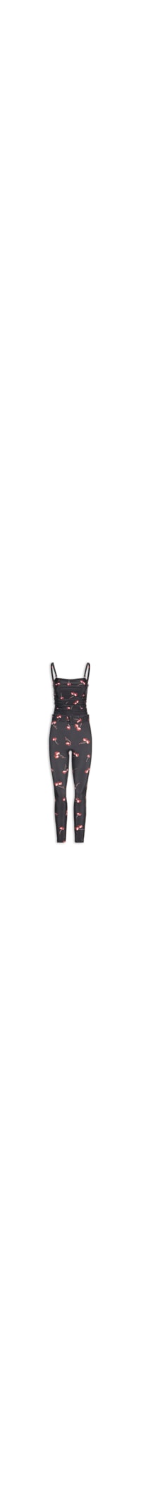 Macacão Feminino Lycra Estampado Bardot Cherry - Preto