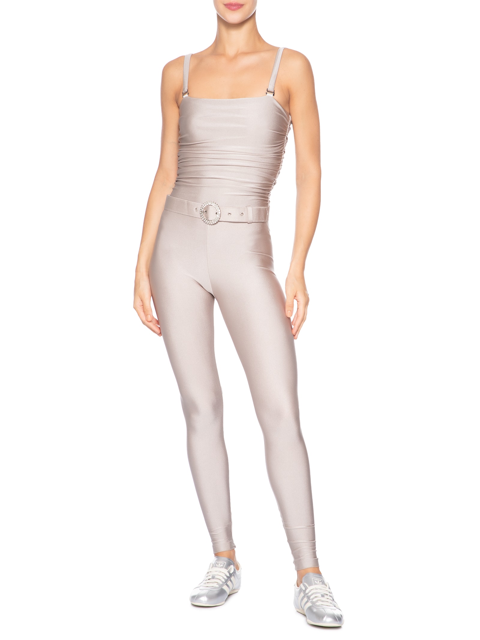 Macacão Feminino Lycra Estampado Bardot Oyster Prateado Forlegs