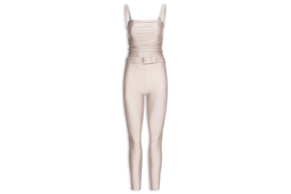 Macacão Feminino Lycra Estampado Bardot Oyster - Prateado