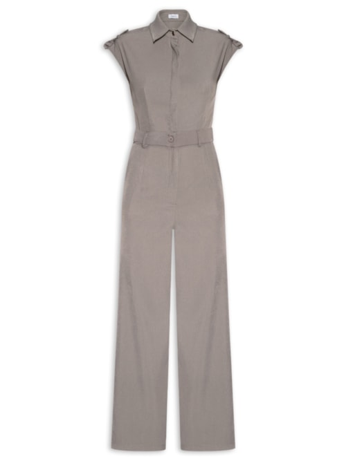 Macacão Feminino Manga Curta – Cinza