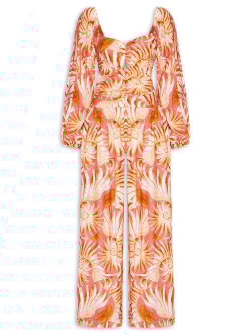 Macacão Feminino Manga Mar De Conchas – Rosa