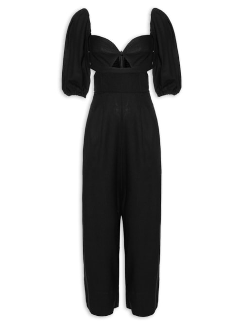 Macacão Feminino Mangas Pesponto – Preto