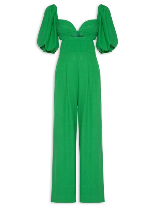 Macacão Feminino Mangas Pesponto – Verde