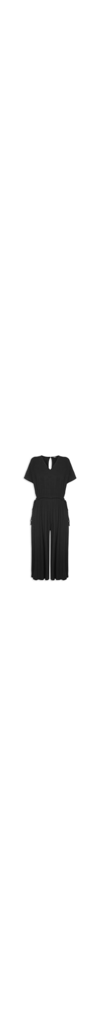 Macacão Feminino Midi Com Ajuste Na Cintura - Preto