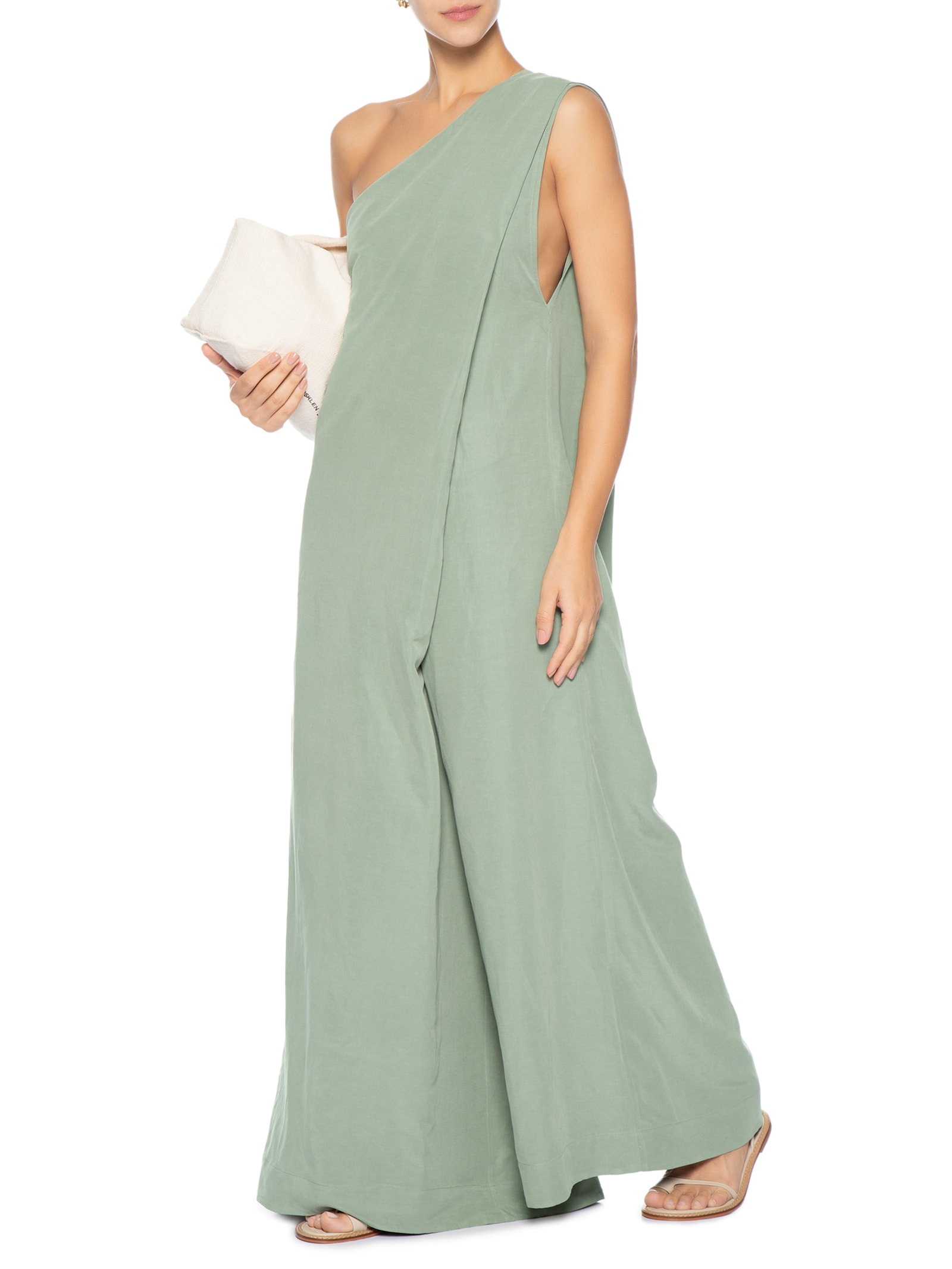 Macacão Feminino Ombro Linen Verde Osklen