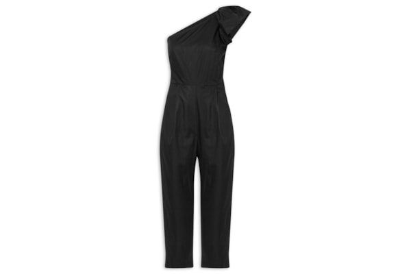 Macacão Feminino Ombro Só Babados - Preto