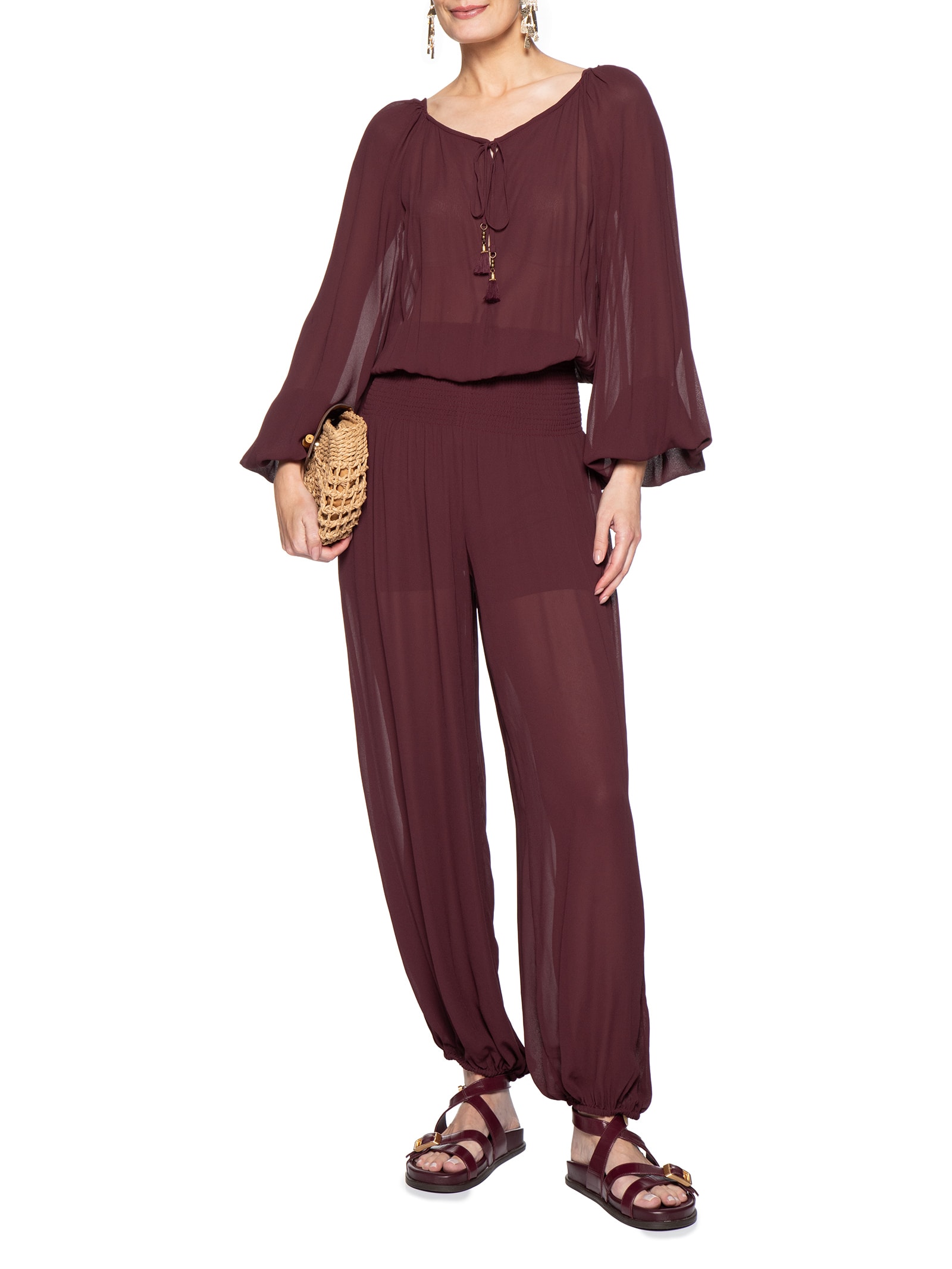 Macacão Feminino Pala GGT Lastex – Marrom Dress To