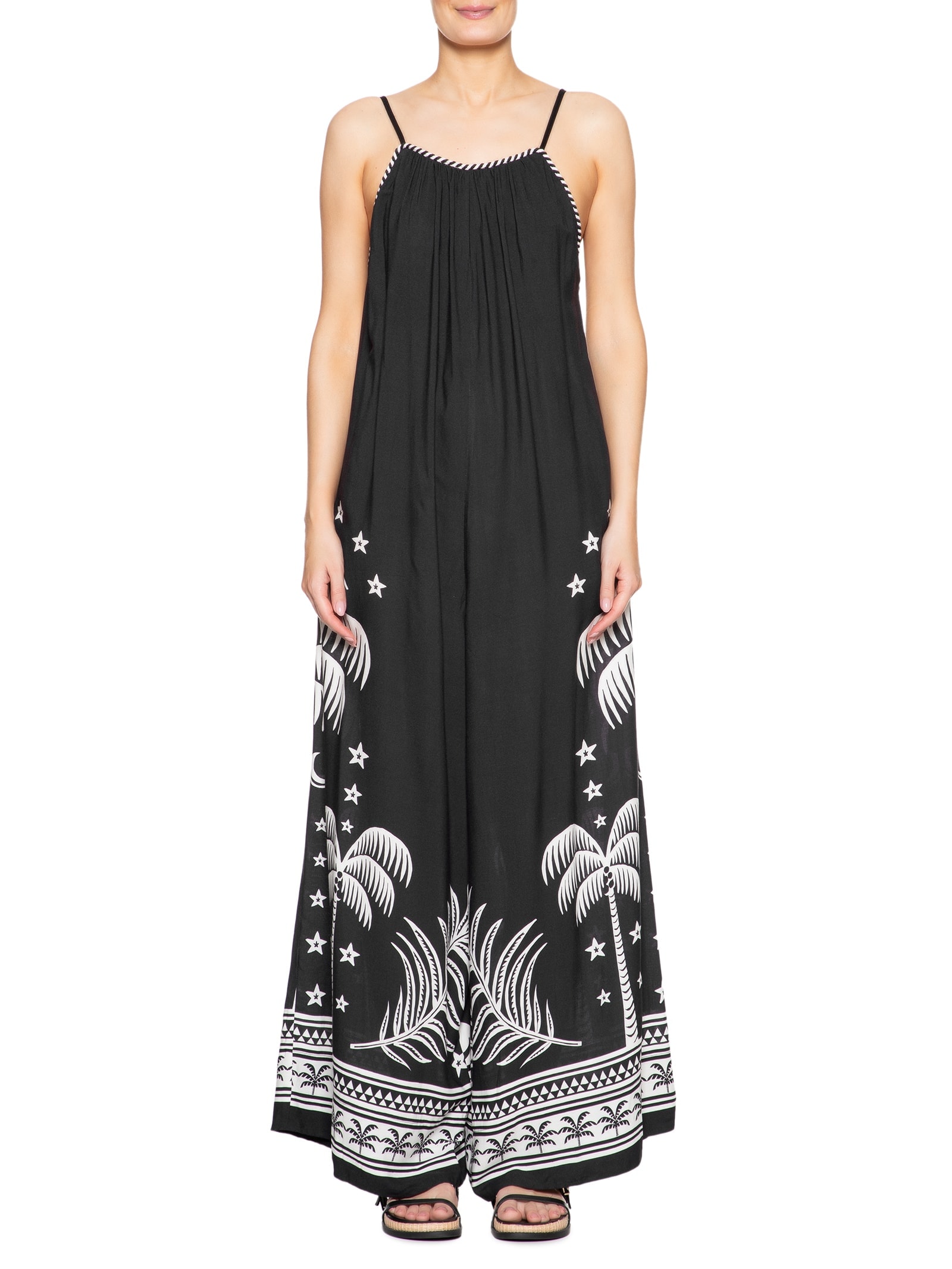 Macacão Feminino Pantalona Coqueiral Preto Farm