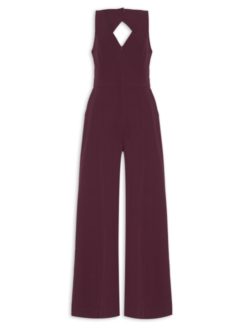 Macacão Feminino Pantalona Decote V – Vinho