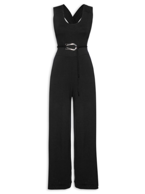 Macacão Feminino Pantalona Malha – Preto