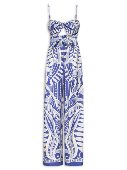 Macacão Feminino Pantalona Rendeira – Azul