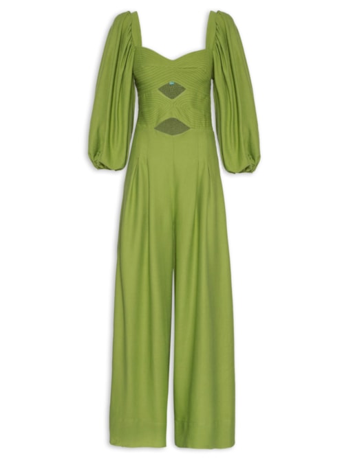 Macacão Feminino Pesponto Mangas – Verde