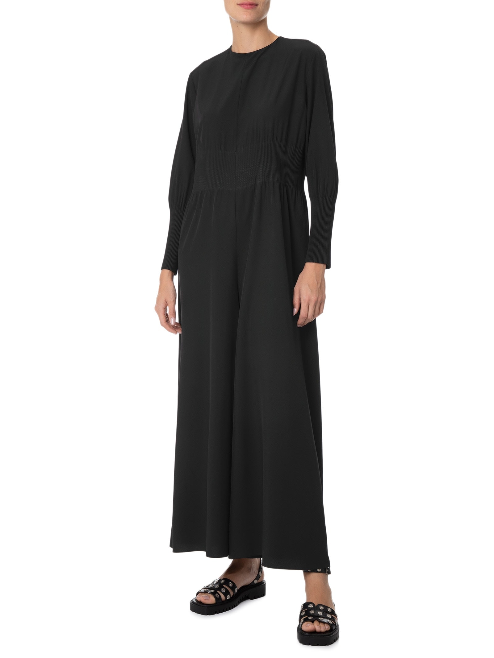 Macacão Feminino Plissê Manga Longa Preto Osklen