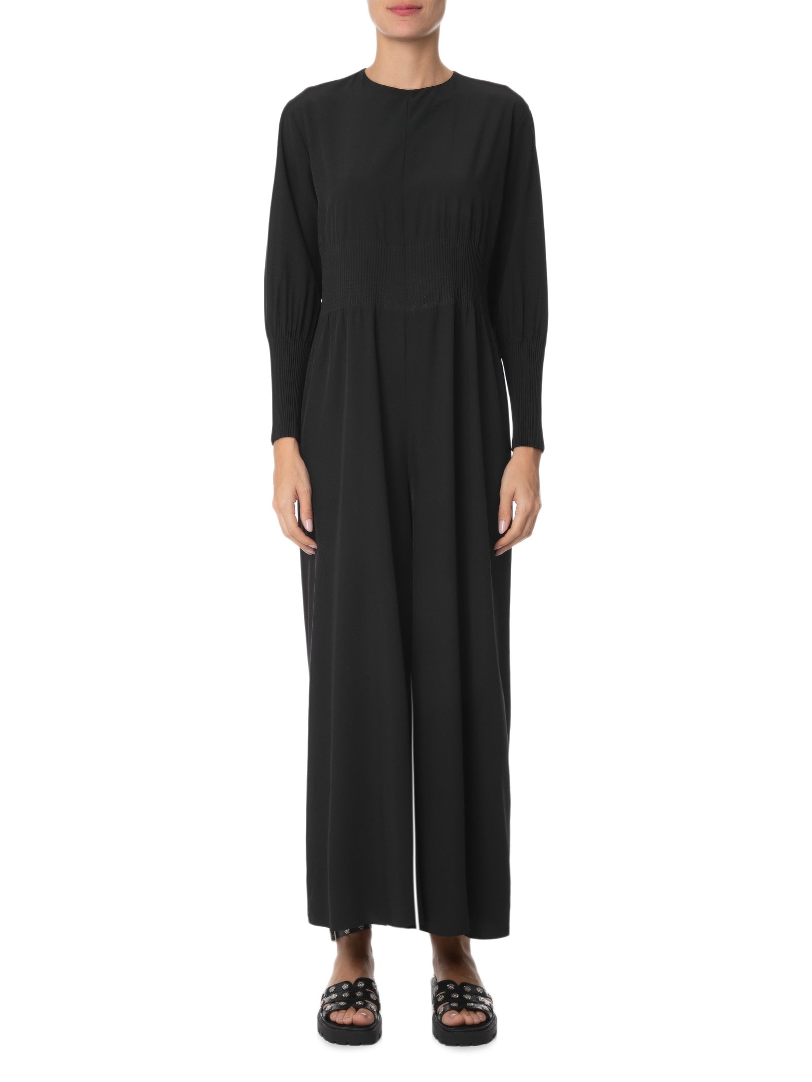 Macacão Feminino Plissê Manga Longa Preto Osklen