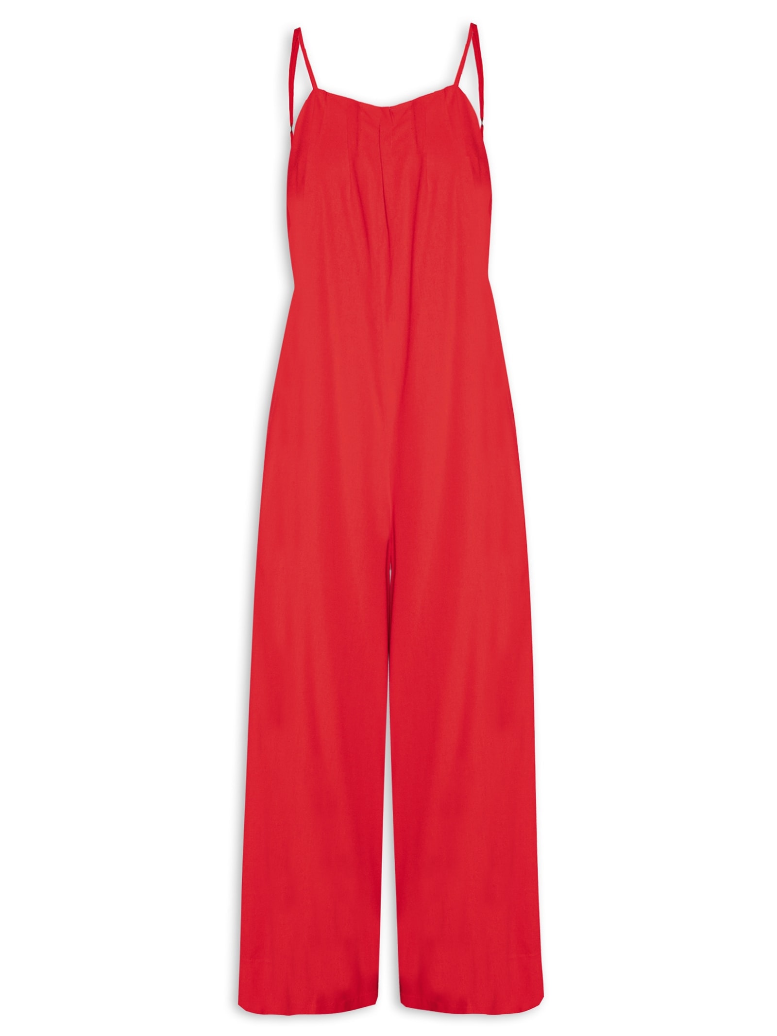 Macacão Feminino Pregas Pantalona Vermelho Farm