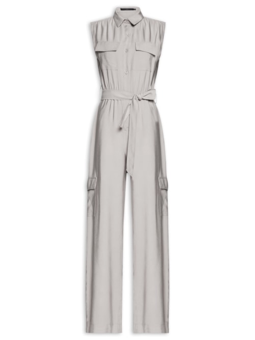 Macacão Feminino Regata Alfaiataria Abotoamento – Cinza