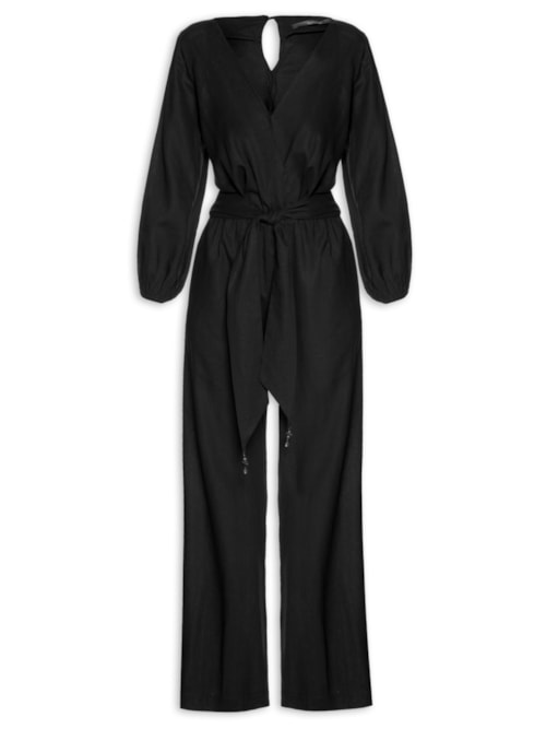 Macacão Feminino Reto Manga Longa – Preto