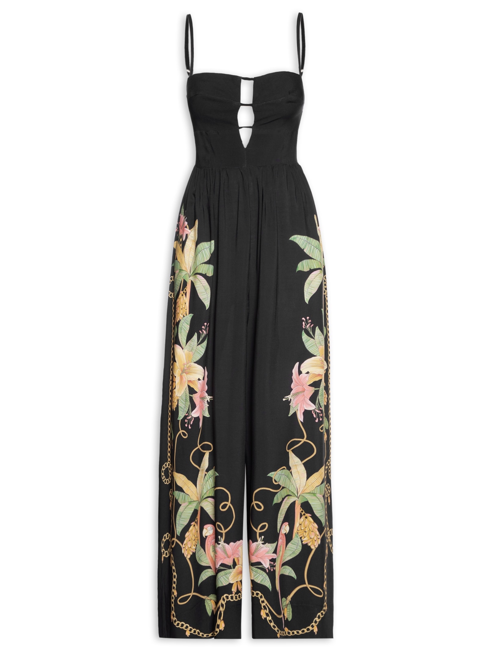 Macacão Feminino Riqueza  Tropical Preto  Farm