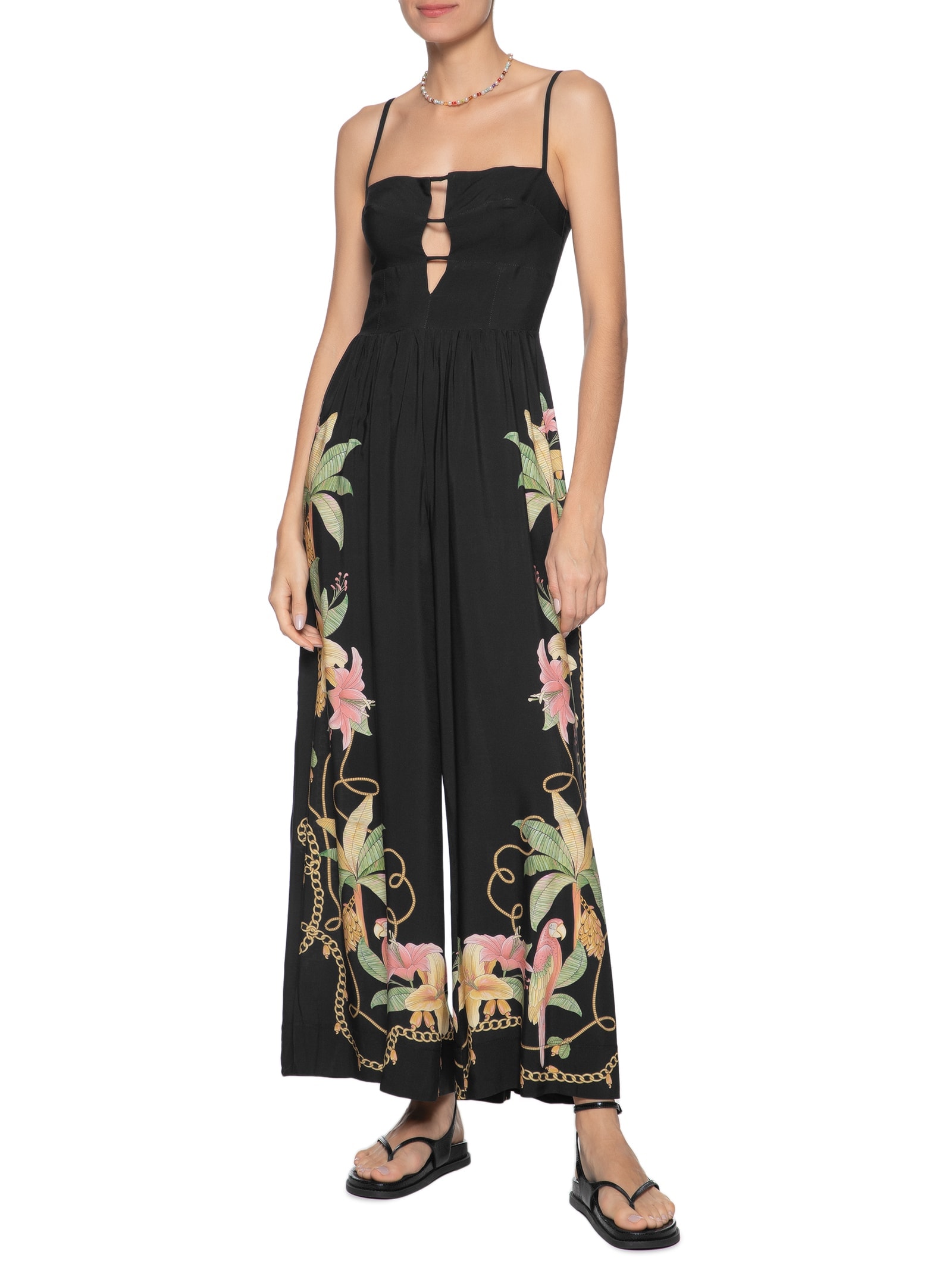 Macacão Feminino Riqueza  Tropical Preto  Farm