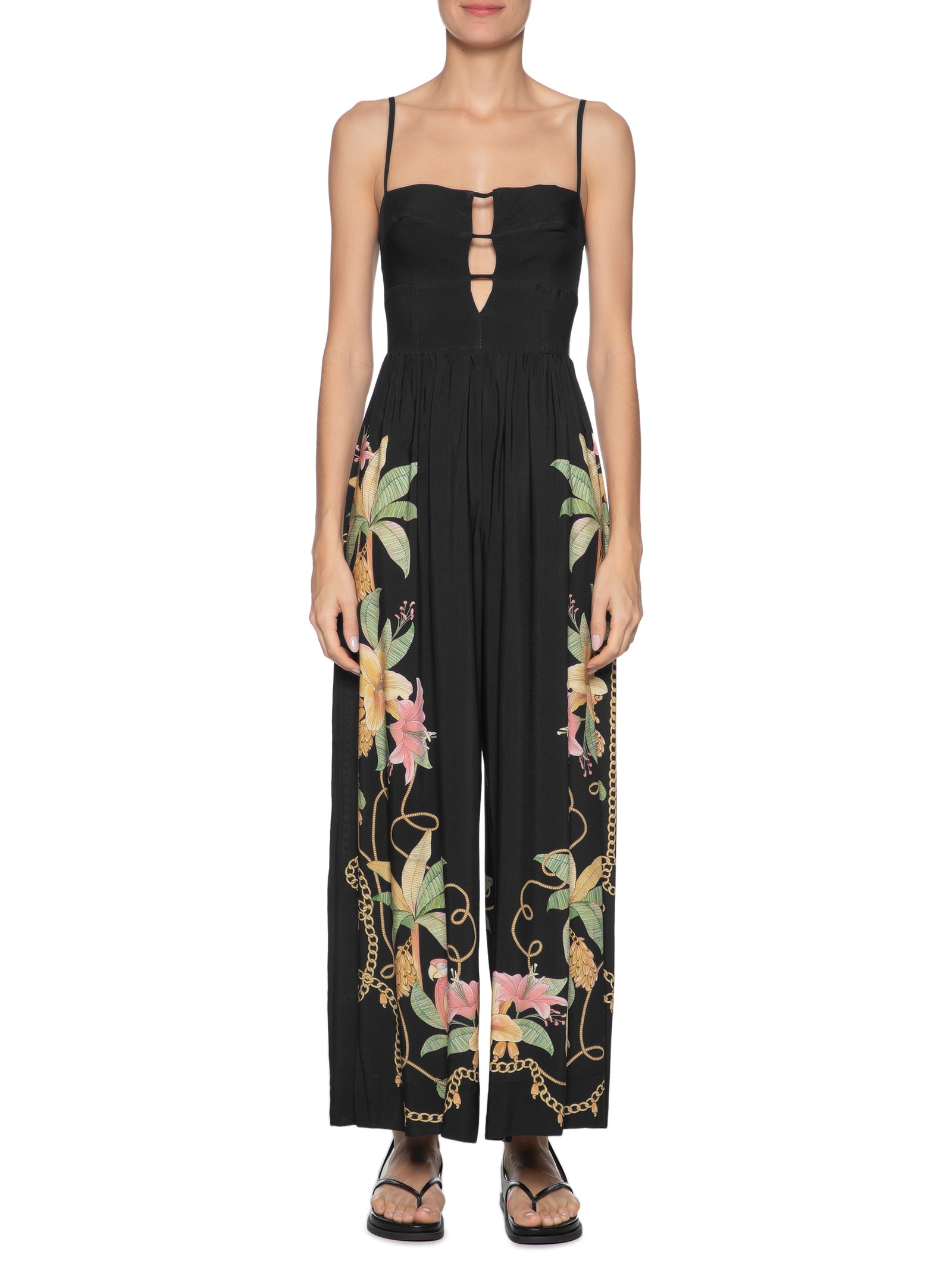 Macacão Feminino Riqueza  Tropical Preto  Farm