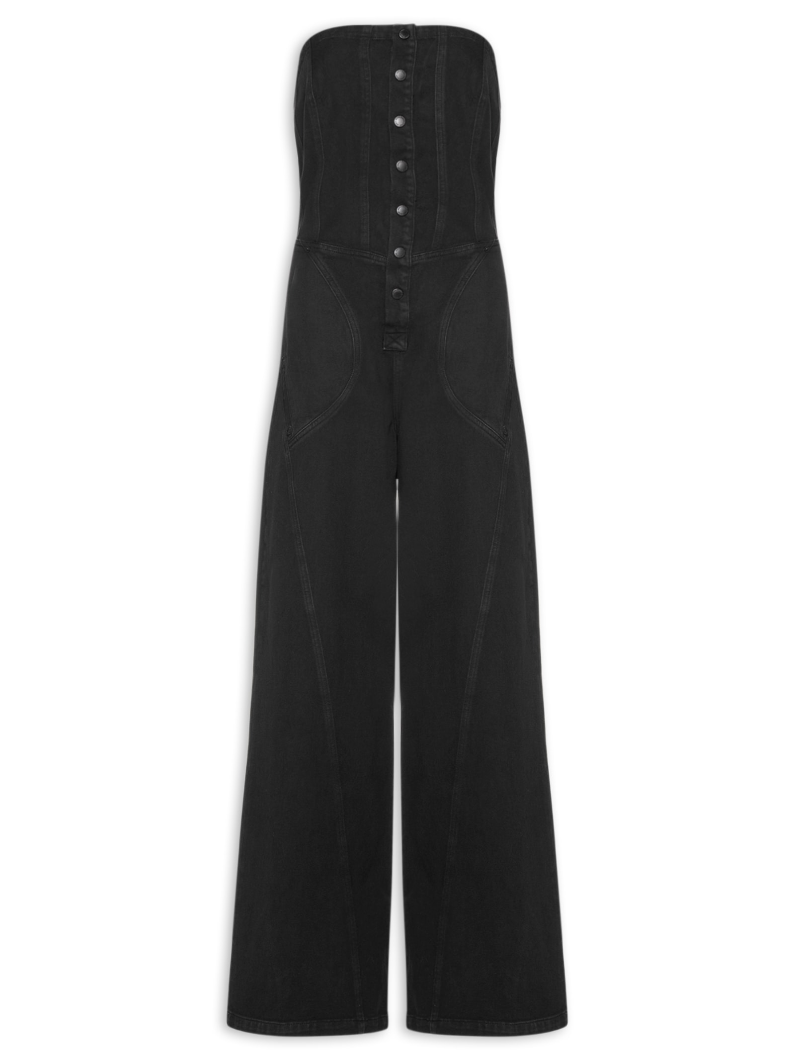 Macacão Feminino Sarja Longo Decote Reto Stoned Preto Animale Jeans