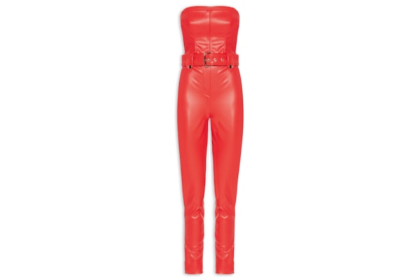 Macacão Feminino Sem Alça Com Cinto - Vermelho