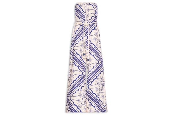 Macacão Feminino Sem Alças Cinto Corda - Azul
