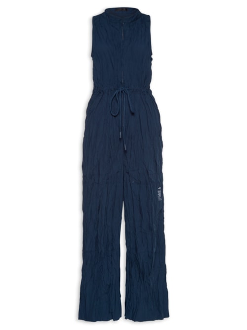 Macacão Feminino Sleeveless Tricoline Wrinkled – Azul