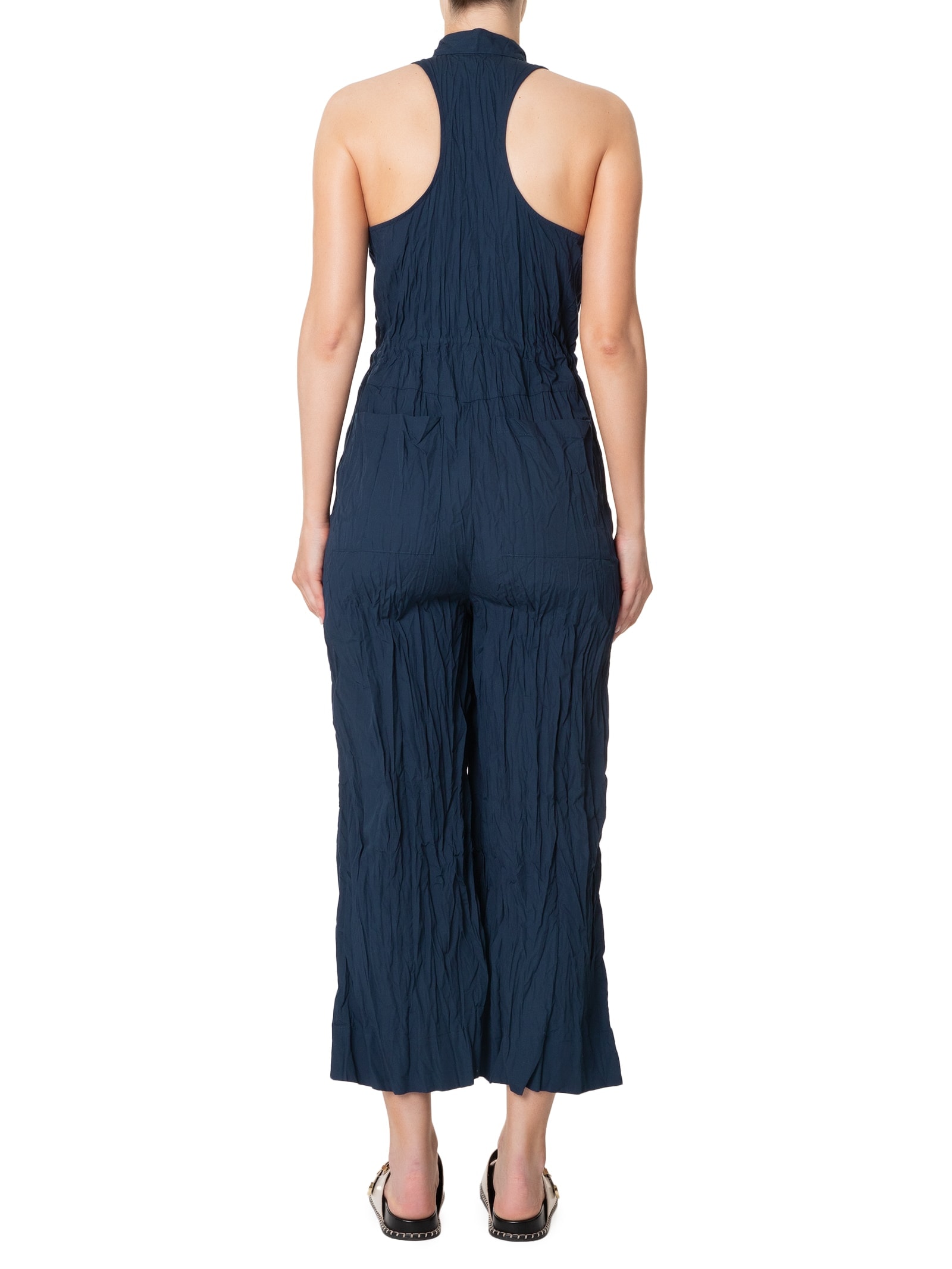 Macacão Feminino Sleeveless Tricoline Wrinkled Azul Osklen