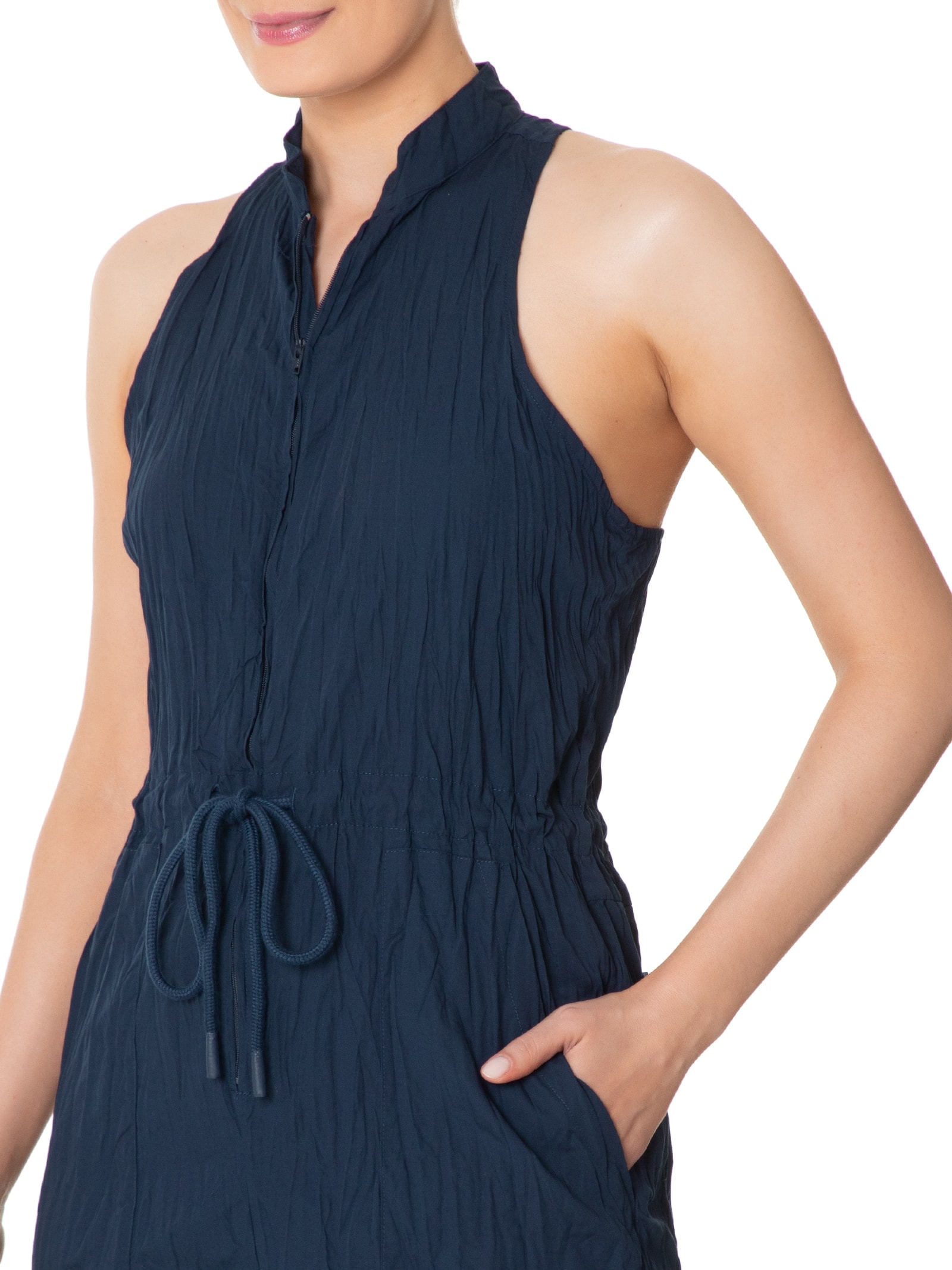 Macacão Feminino Sleeveless Tricoline Wrinkled Azul Osklen