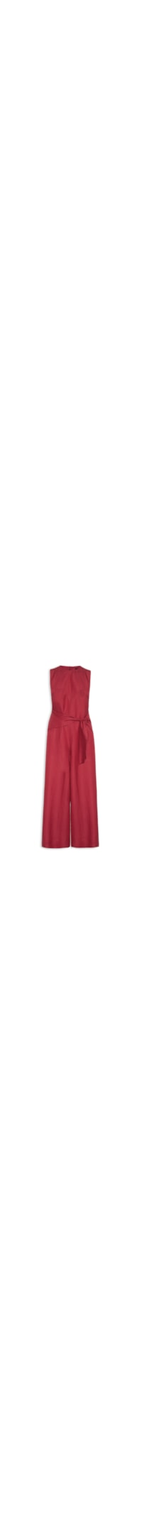 Macacão Feminino Sleveless Linen Amarração - Vermelho