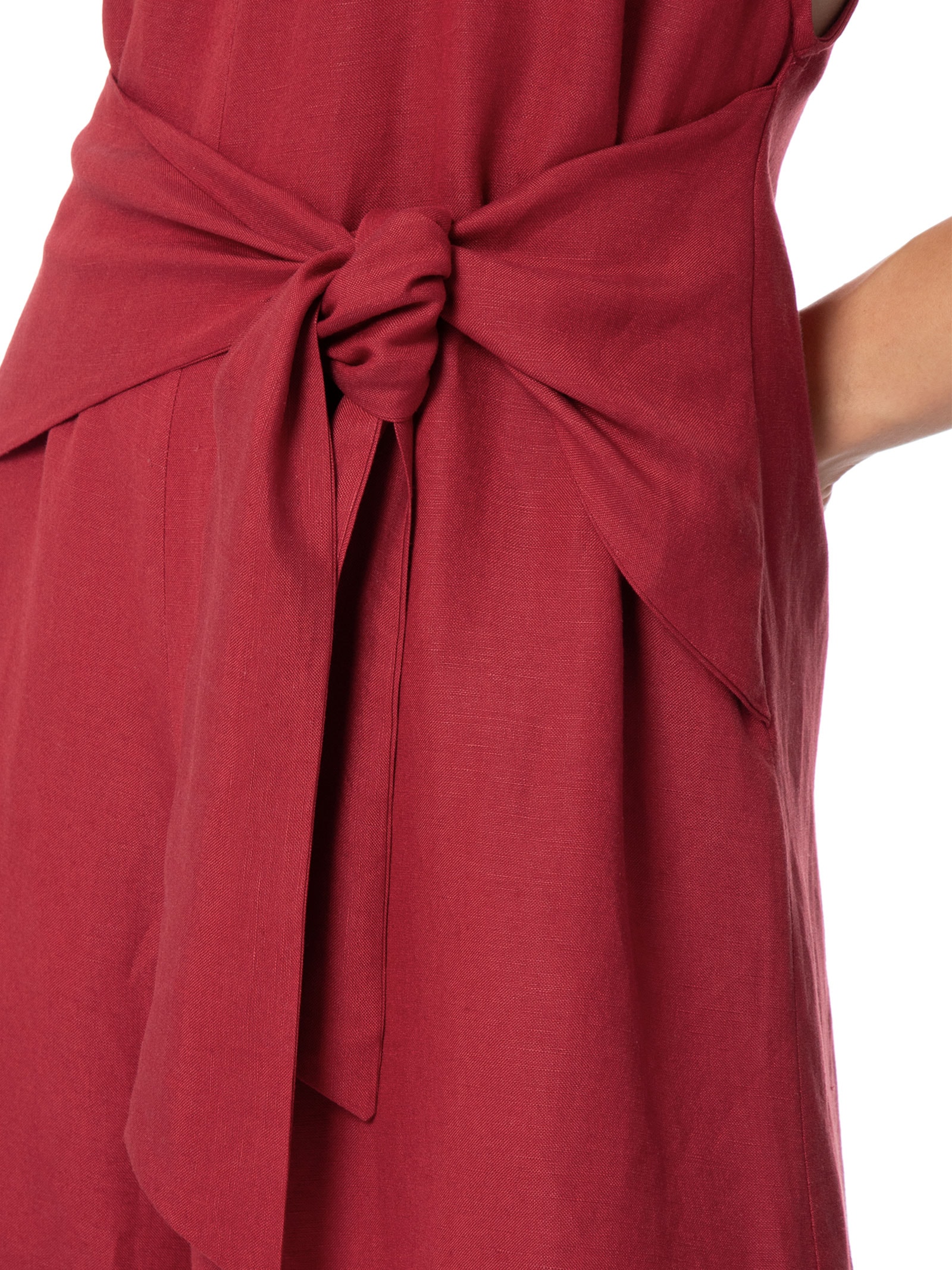 Macacão Feminino Sleveless Linen Amarração Vermelho Osklen