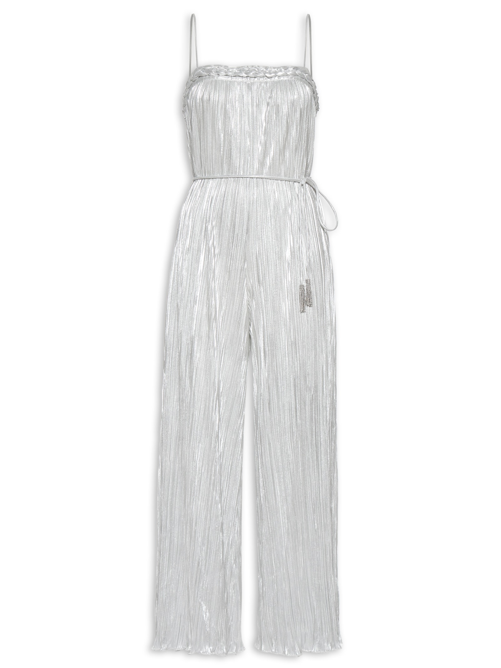 Macacão Feminino Trança Plissado Prata Farm