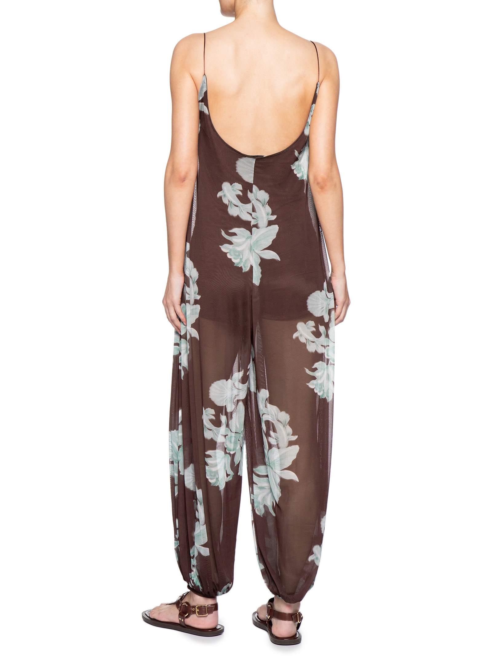 Macacão Feminino Tule Estampa Lagoa Marrom Dress To