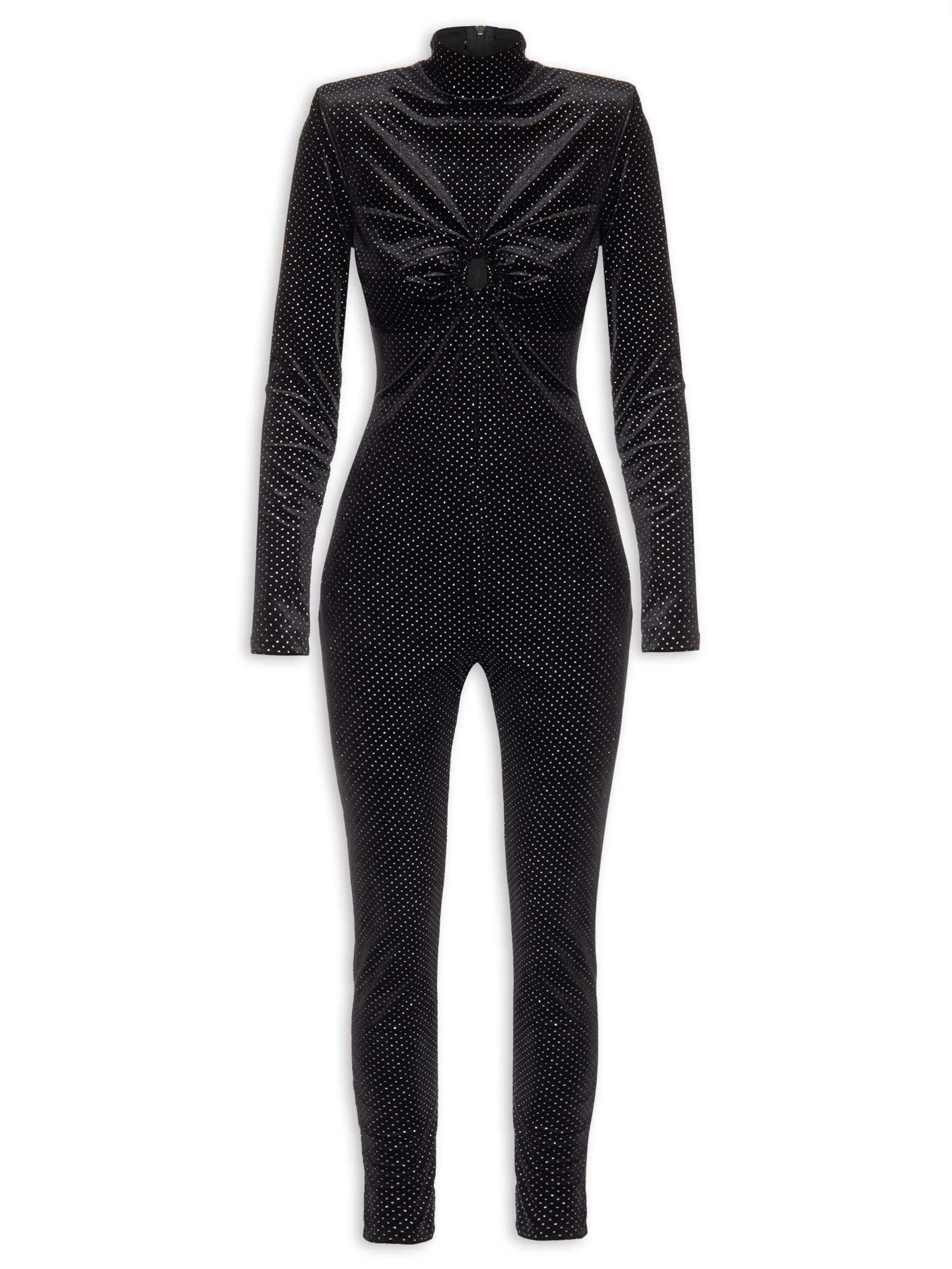 Macacão Feminino Veludo Com Brilho Preto - Main Image